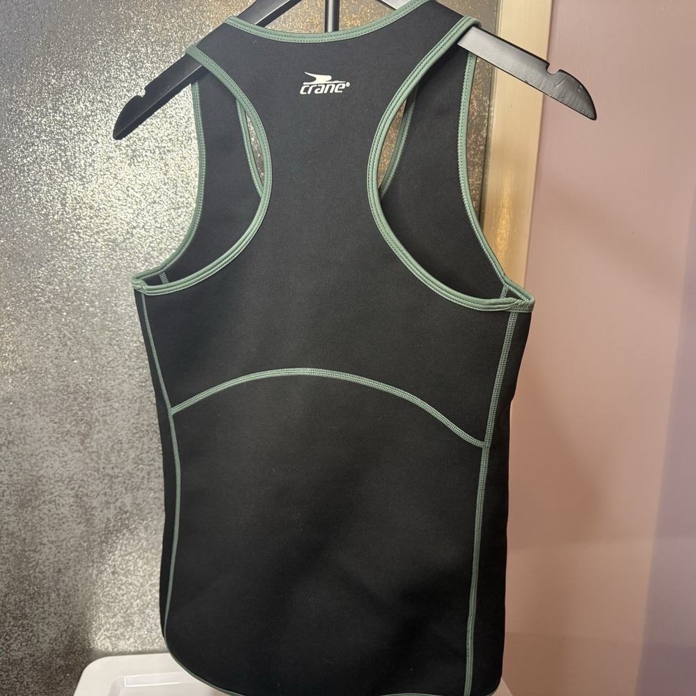 Crane Women’s XL Black Green Zip Sauna Sweat Suit Vest Activewear Fitness Gym - Picture 5 of 7